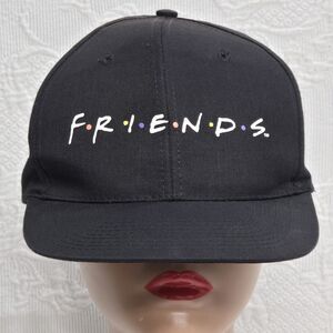 Vintage 1996 Friends Warner Bros Black Canvas Adjustable Hat Snapback Cap